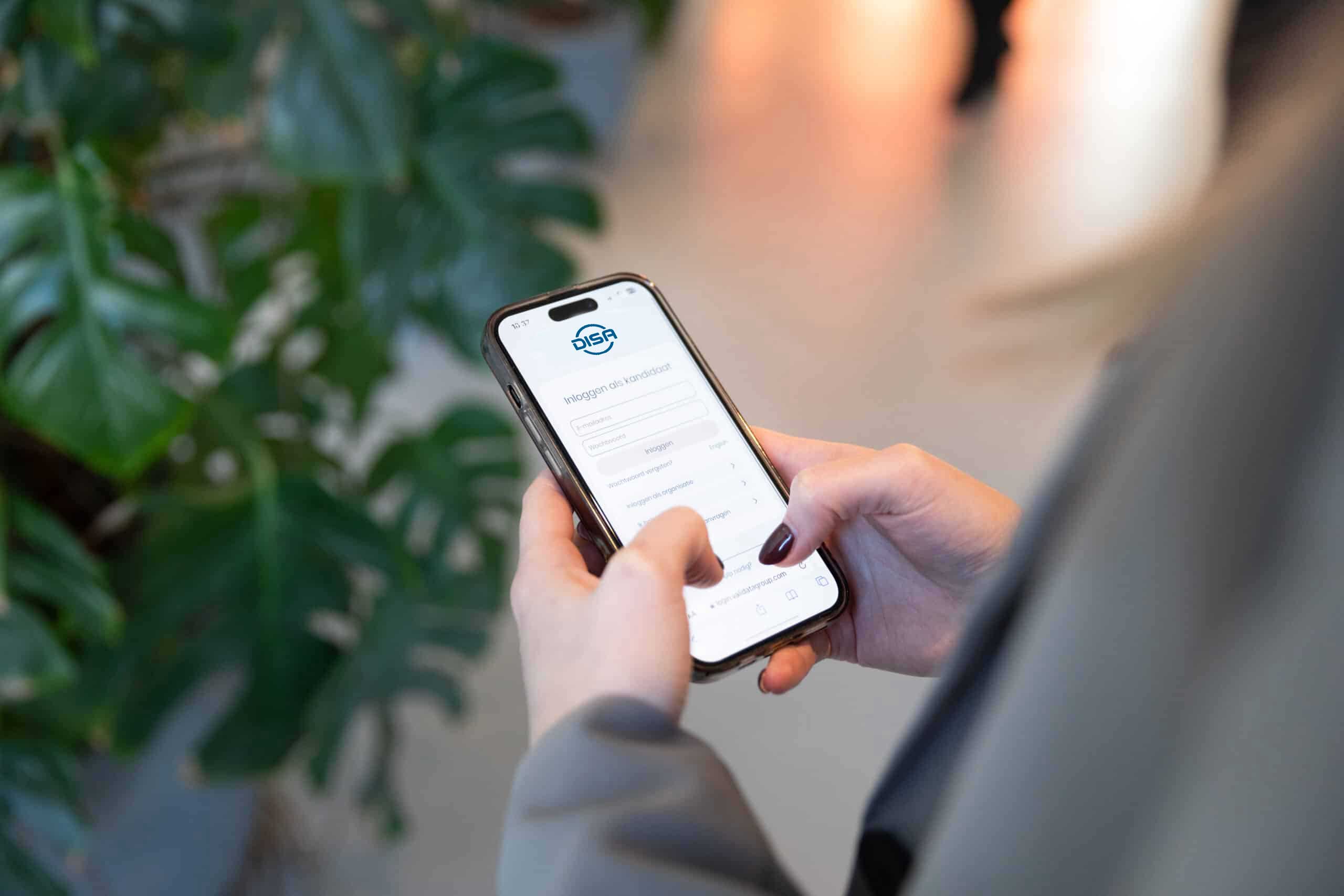 Person using DISA's mobile application