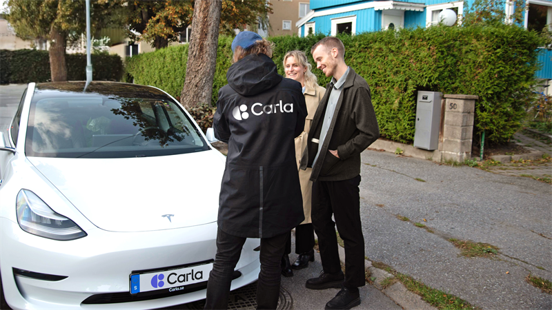 Carla – couple and salesperson standing beside a car