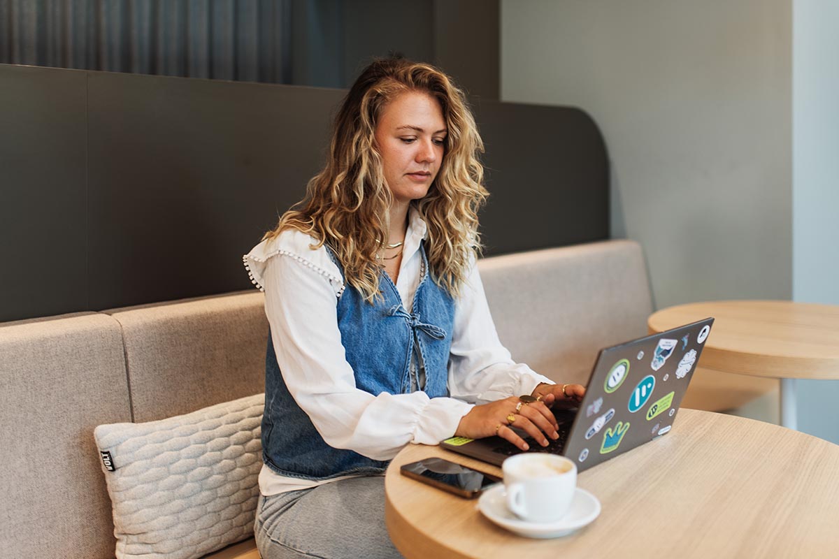 employee working on a laptop