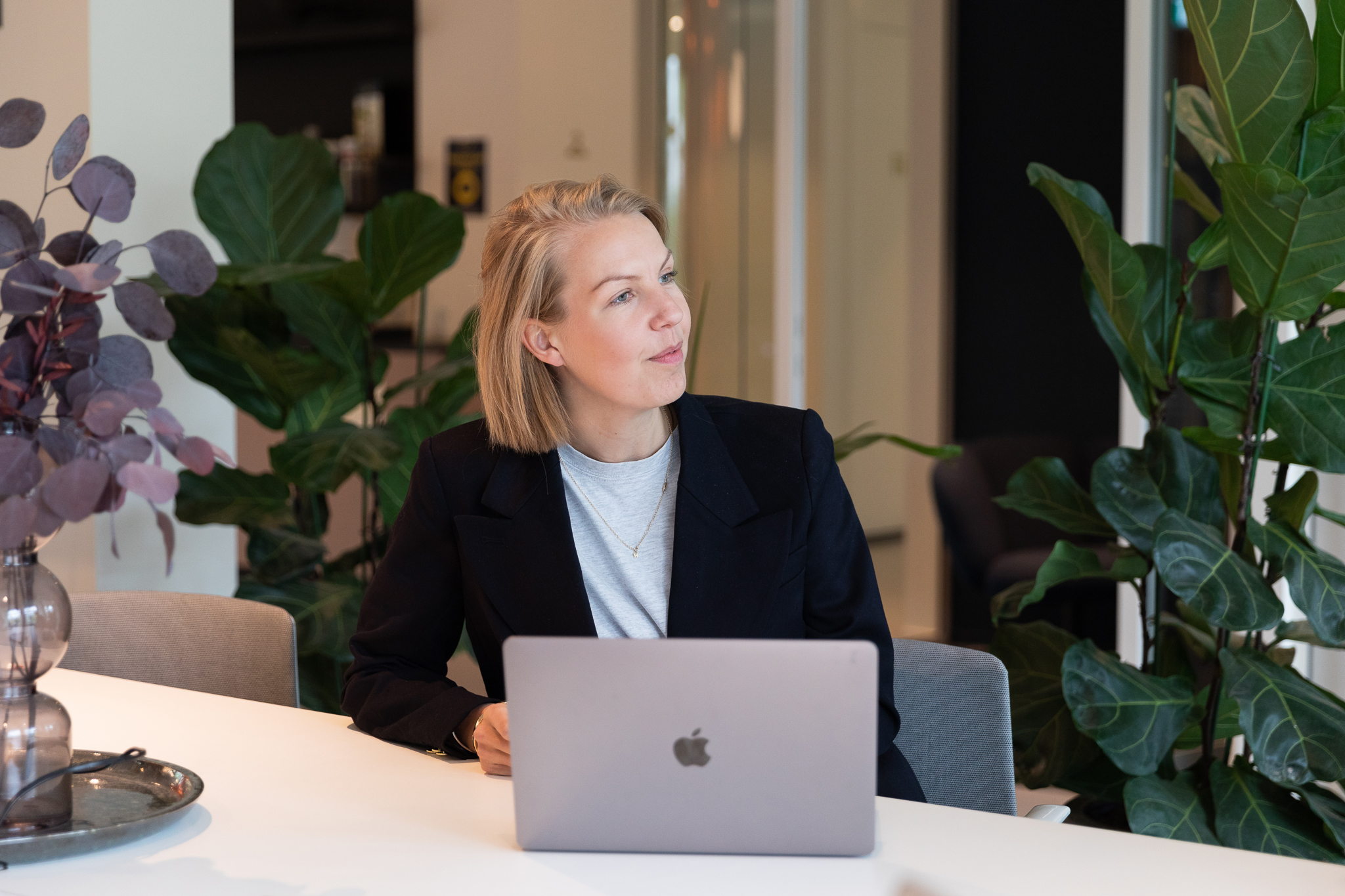 Woman working on a laptop in the office