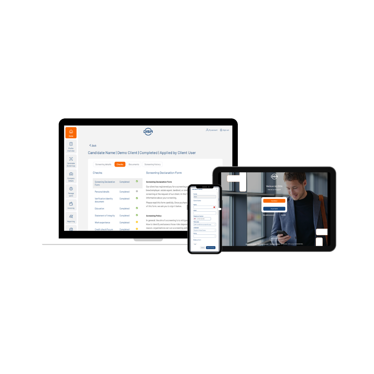 Screens with DISA:s software for background screenings