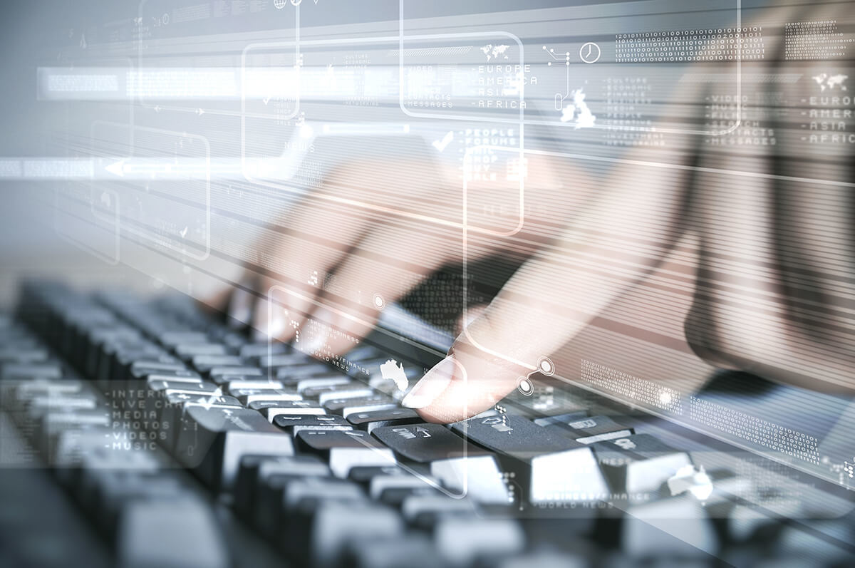 Fingers on a keyboard entering data into DISAWorks 2.0