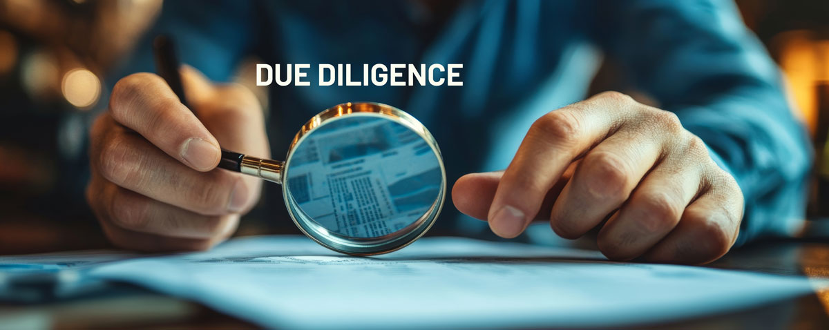 Business Auditor Using Magnifying Glass for Due Diligence investigation