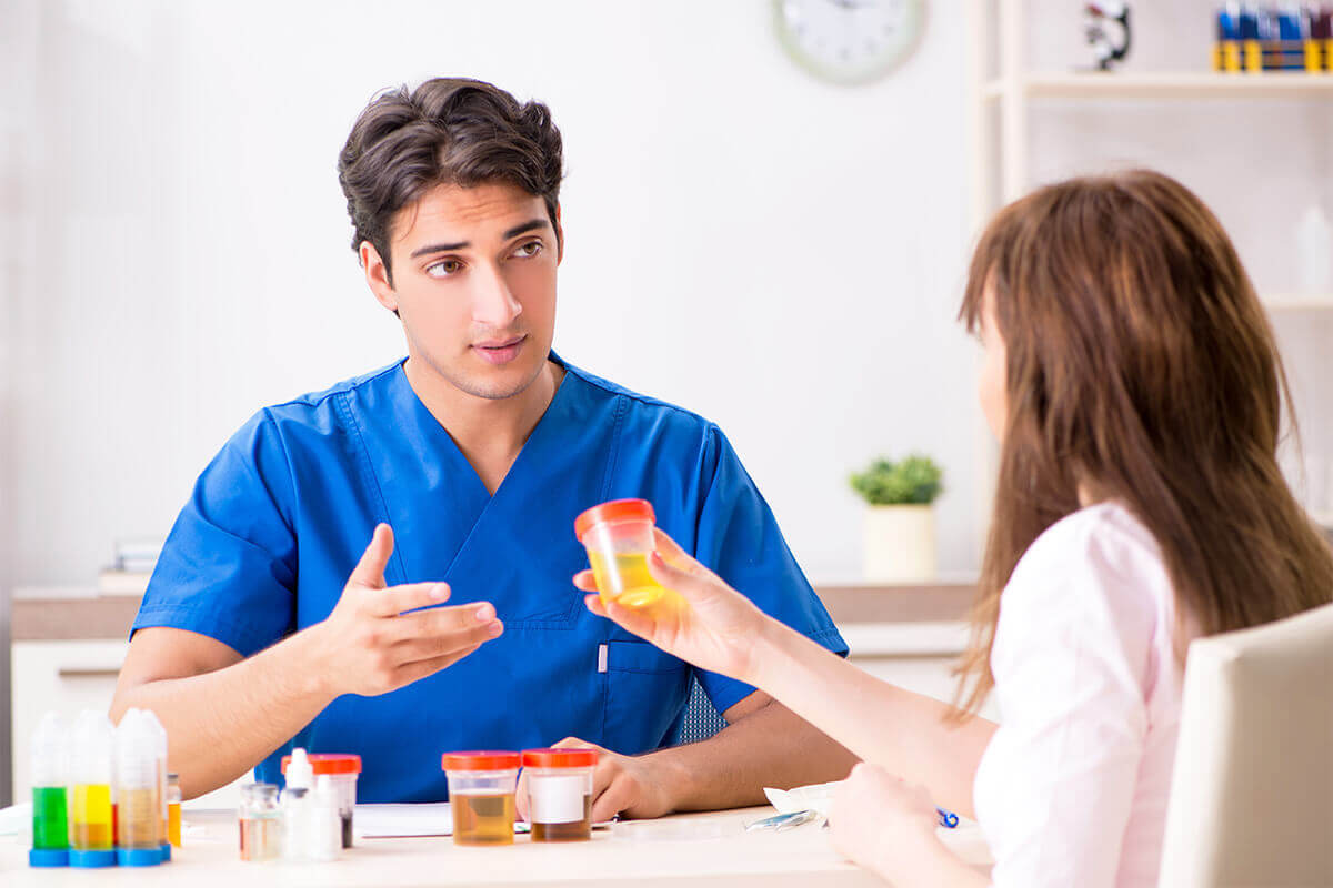employee and collector for urine analysis direct observation collection
