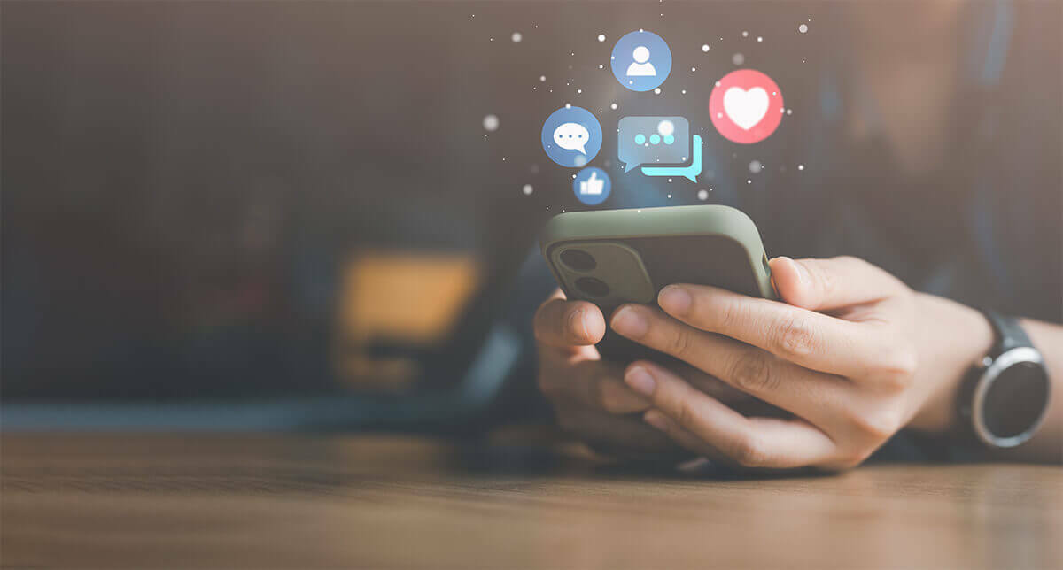 person using social media on phone