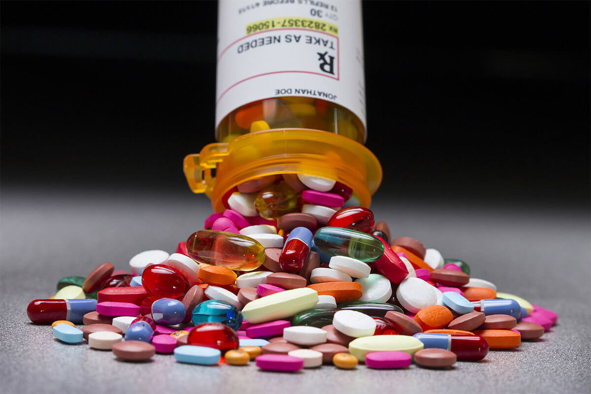 prescription drug bottle pills spilling