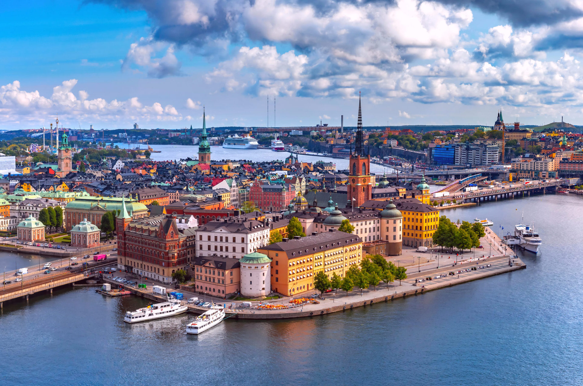 Aerial view of Sweden skyline