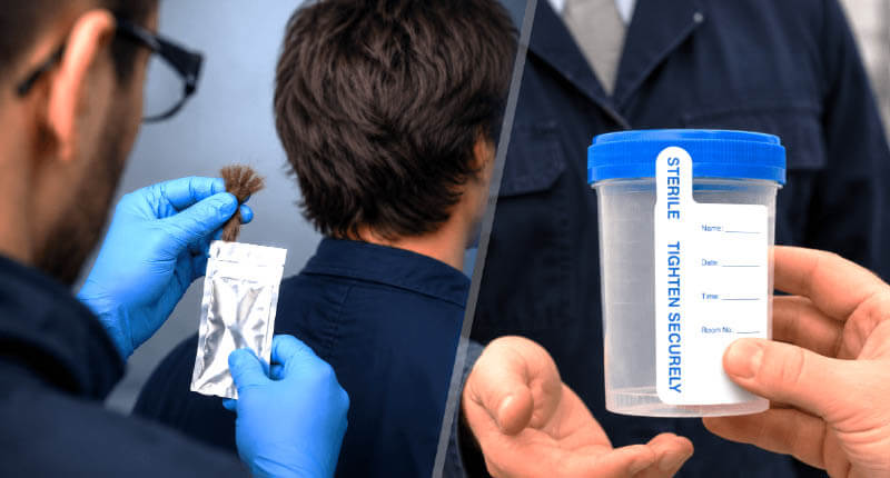 dual methodology drug testing urine and hair collection