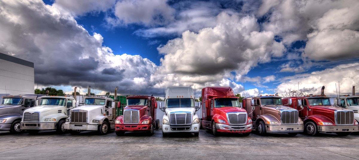 several trucks lined up in a row