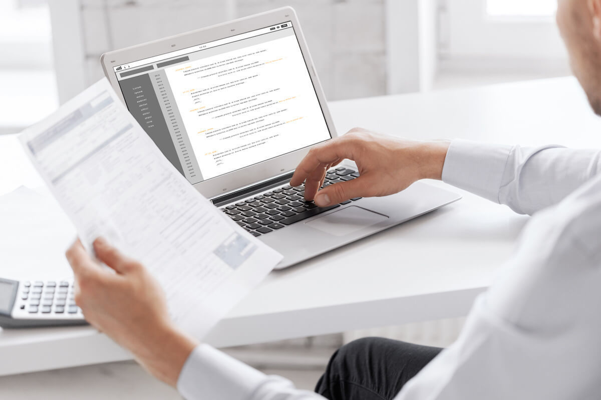 Person entering a document into an electronic Chain of Custody (eCCF) platform.