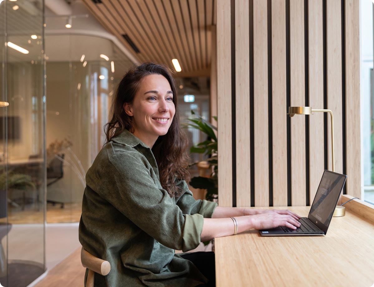 Employee working behind computer