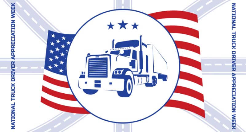 American flag and truck illustration honoring National Truck Driver Appreciation Week