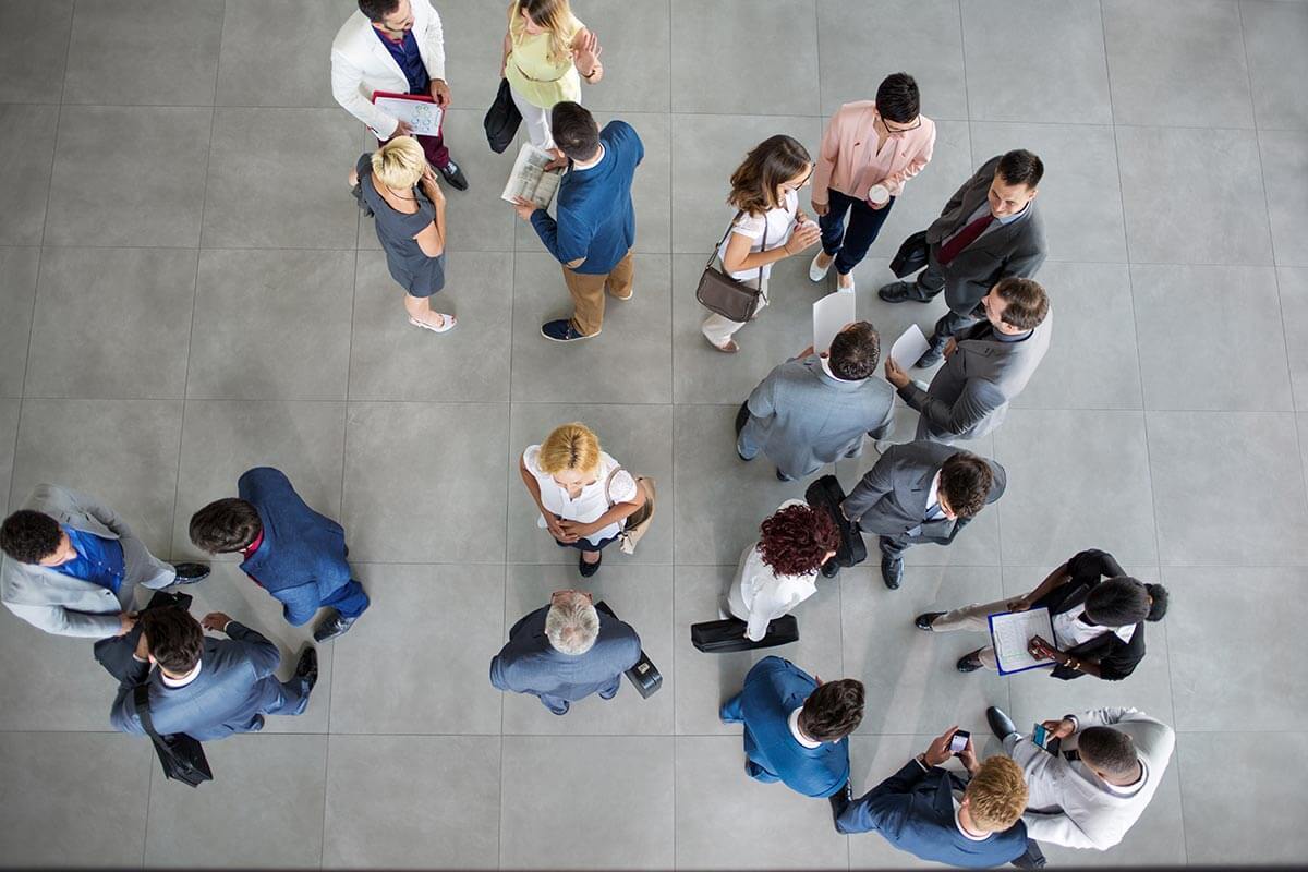 above shot of people at a networking event making connections