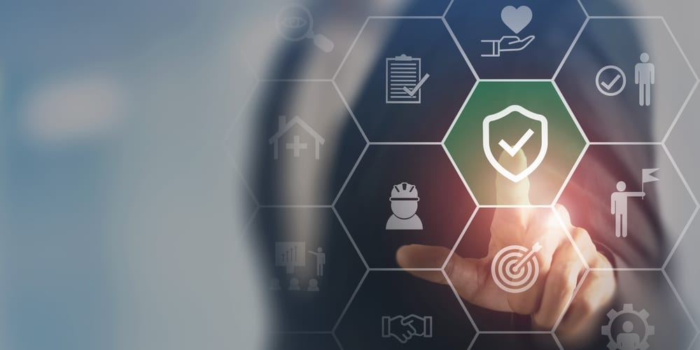 person clicking a security icon