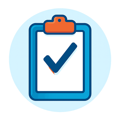 blue clipboard with check mark